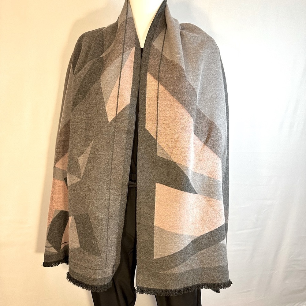 Soia & Kyo Scarf Shawl Plaid Checker Fall Winter Gray Black Pink Soft Cozy - Picture 6 of 12